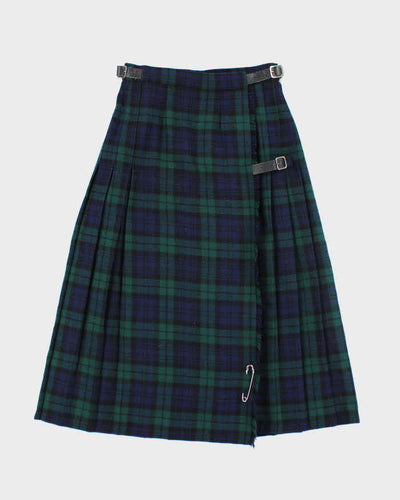 Vintage Wool Checked Pleated Skirt - XS