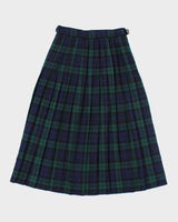 Vintage Wool Checked Pleated Skirt - XS