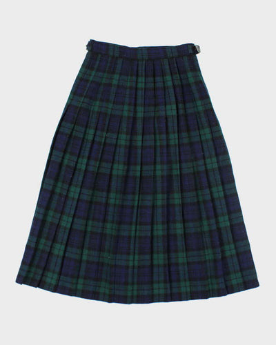 Vintage Wool Checked Pleated Skirt - XS