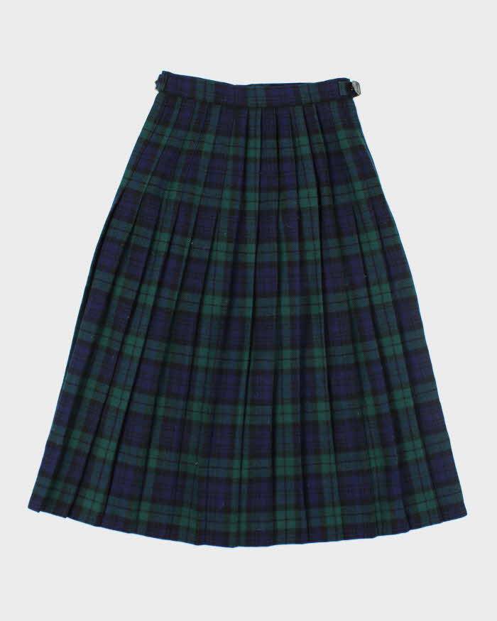 Vintage Wool Checked Pleated Skirt - XS