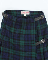 Vintage Wool Checked Pleated Skirt - XS