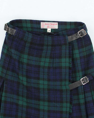 Vintage Wool Checked Pleated Skirt - XS