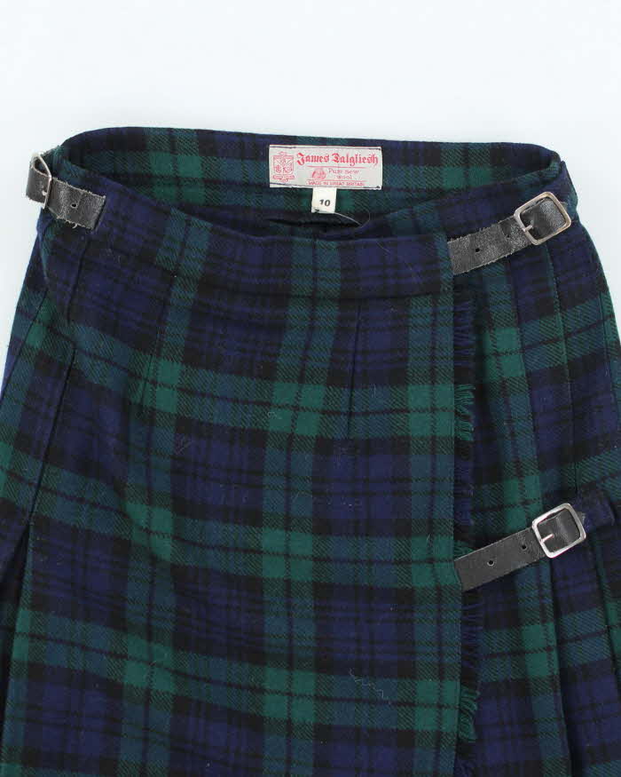 Vintage Wool Checked Pleated Skirt - XS