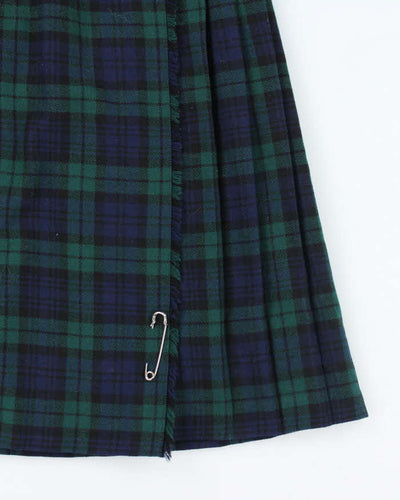 Vintage Wool Checked Pleated Skirt - XS