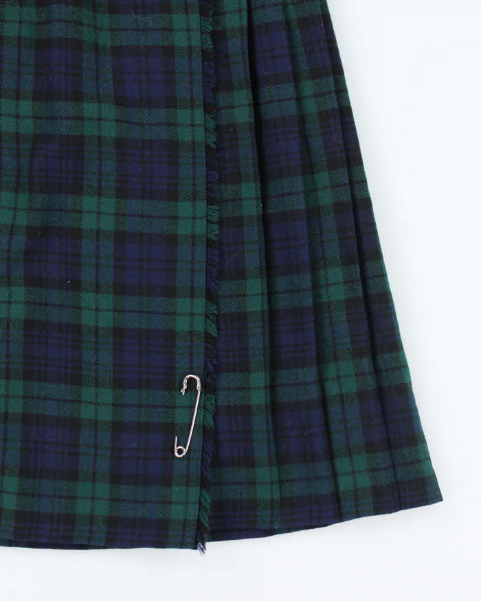 Vintage Wool Checked Pleated Skirt - XS
