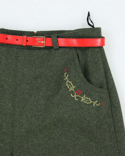 Vintage Wool Embroidered Skirt - XS