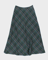 Vintage Checked Wool Blend Skirt - XS