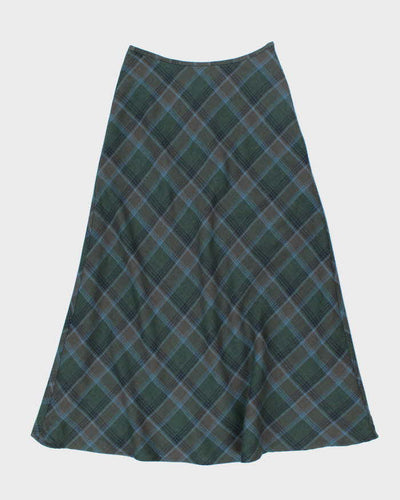 Vintage Checked Wool Blend Skirt - XS