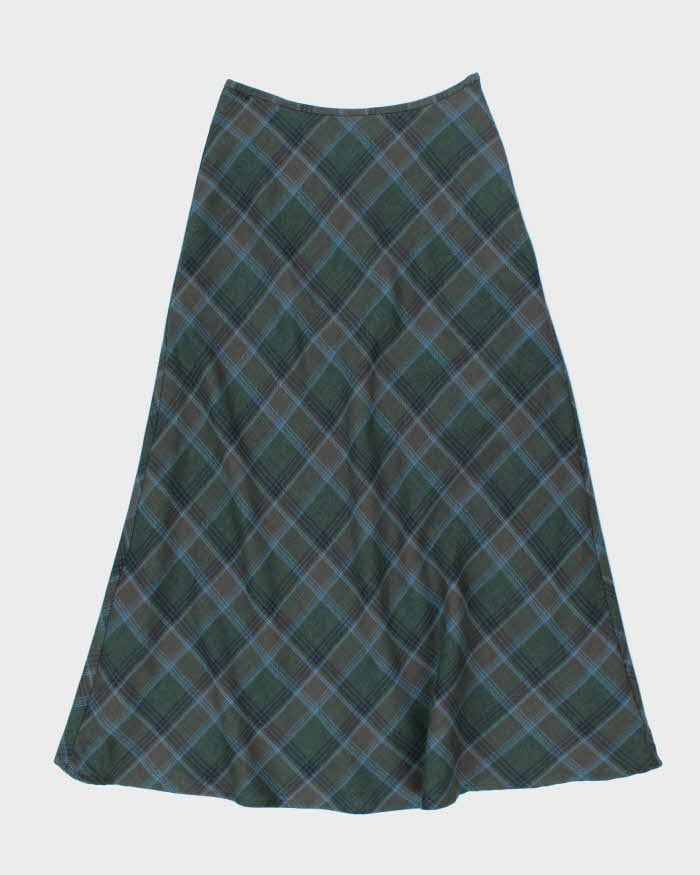 Vintage Checked Wool Blend Skirt - XS