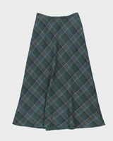 Vintage Checked Wool Blend Skirt - XS