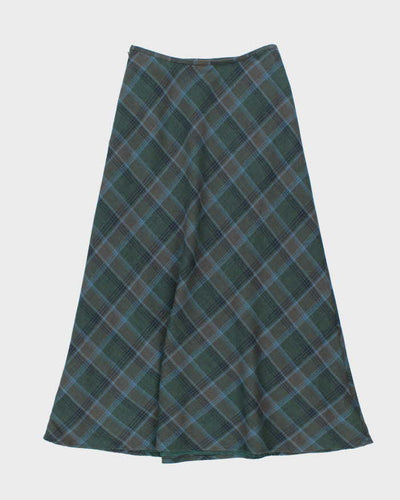 Vintage Checked Wool Blend Skirt - XS