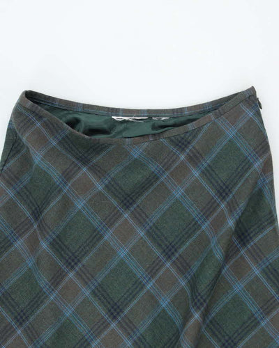Vintage Checked Wool Blend Skirt - XS