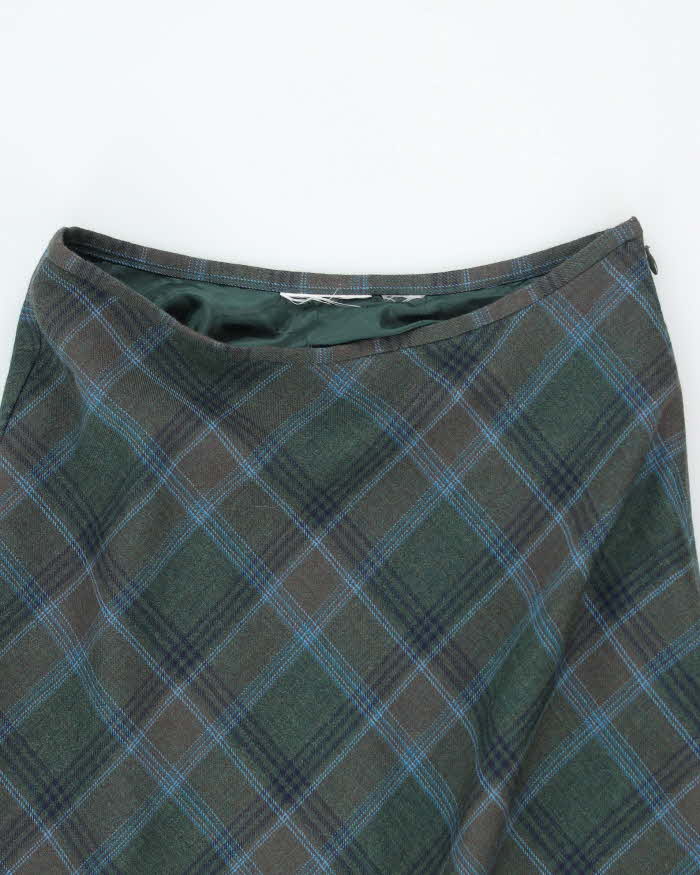 Vintage Checked Wool Blend Skirt - XS