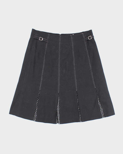 Y2k 00s Vex Pleated Black Skirt - S