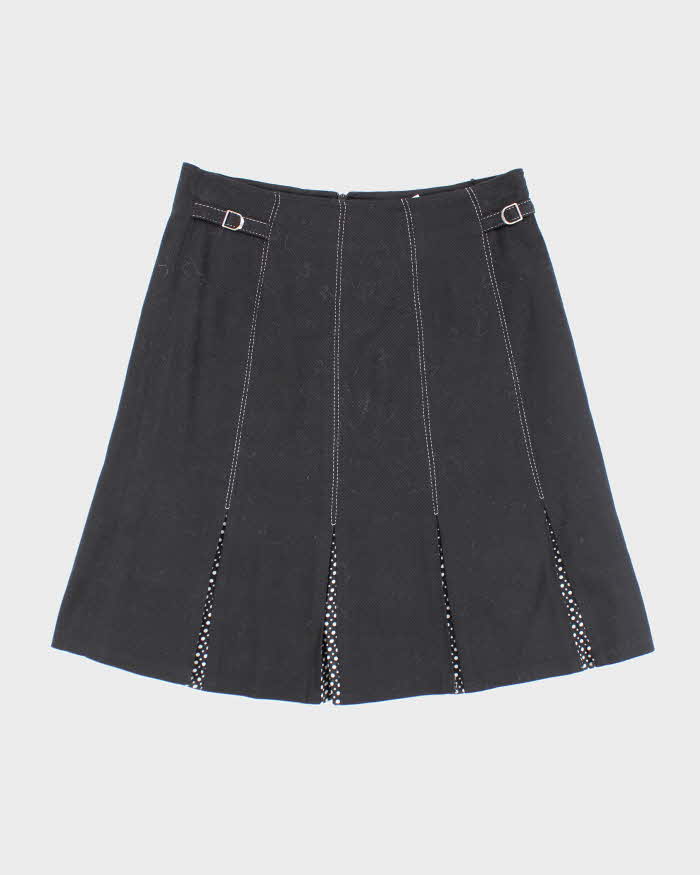 Y2k 00s Vex Pleated Black Skirt - S