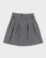 Vintage Benetton Wool &amp; Silk Blend Pleated Grey Skirt - S
