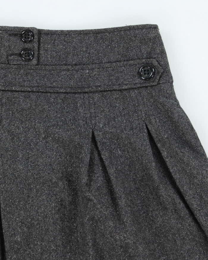 Vintage Benetton Wool & Silk Blend Pleated Grey Skirt - S