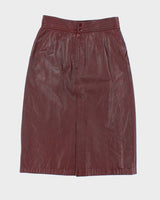 Vintage Red Leather Skirt - S