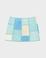 Vintage Danier Patchwork Blue Suede Skirt - M