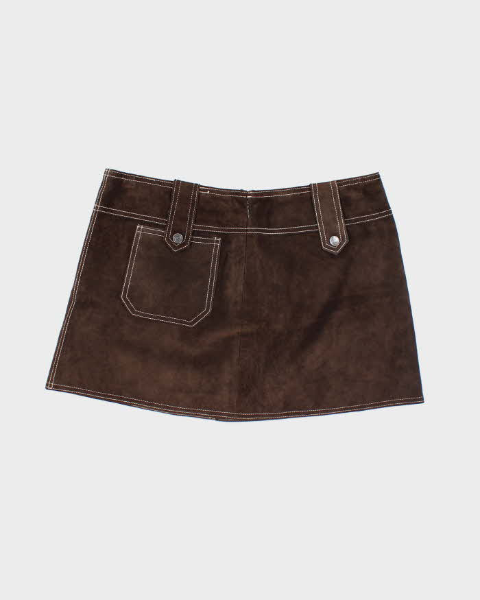 Vintage Guess Collection Brown Leather Mini Skirt - S
