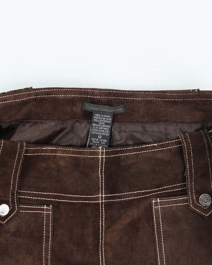 Vintage Guess Collection Brown Leather Mini Skirt - S