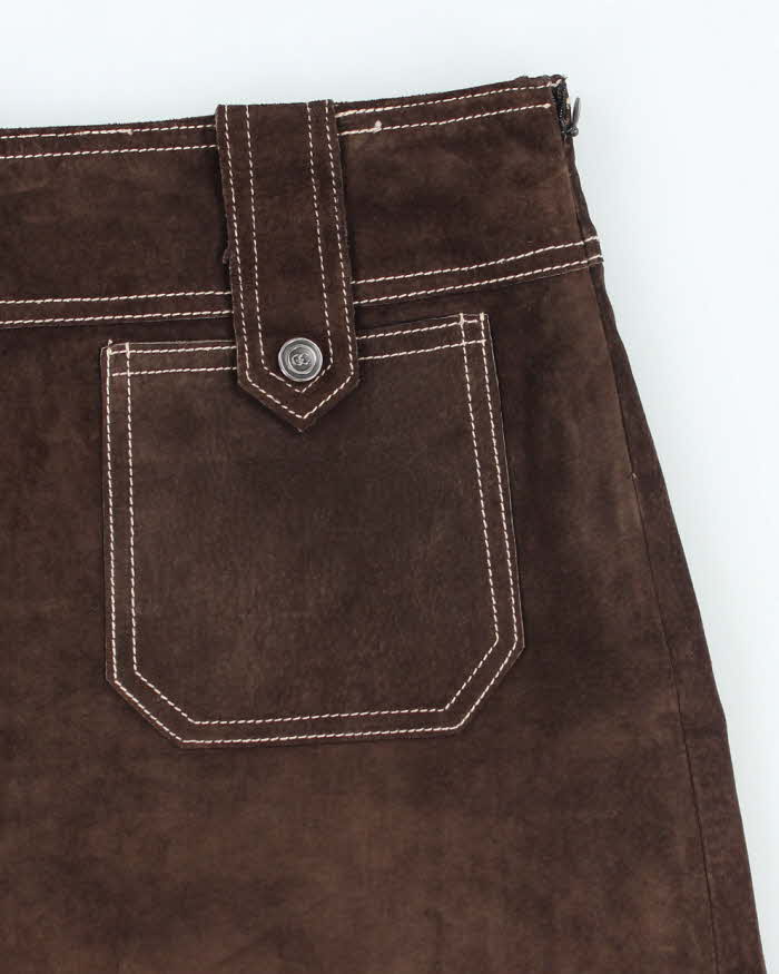 Vintage Guess Collection Brown Leather Mini Skirt - S