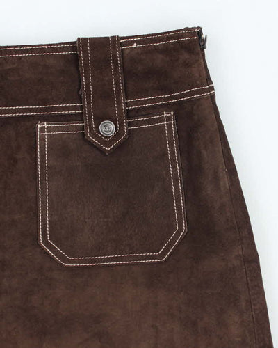 Vintage Guess Collection Brown Leather Mini Skirt - S