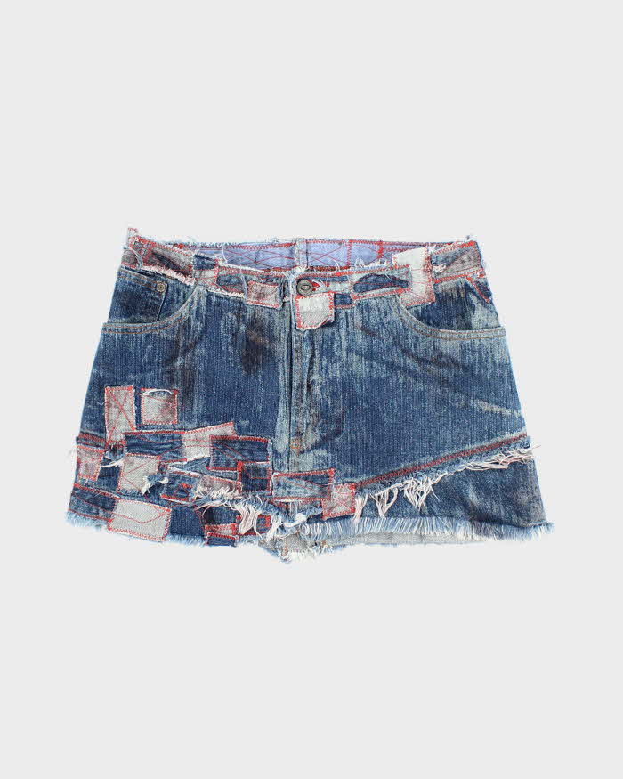 Vintage Y2k 00s Yes, Brazil Denim Patchwork Mini Skirt - S