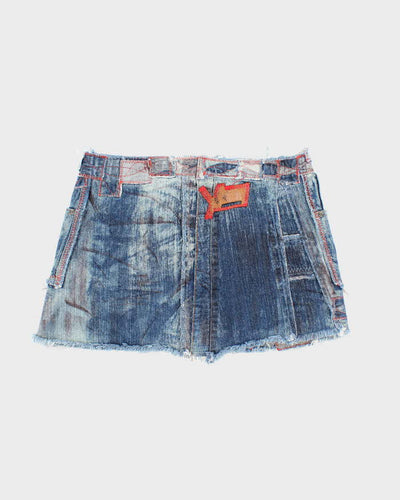Vintage Y2k 00s Yes, Brazil Denim Patchwork Mini Skirt - S