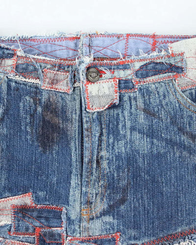 Vintage Y2k 00s Yes, Brazil Denim Patchwork Mini Skirt - S