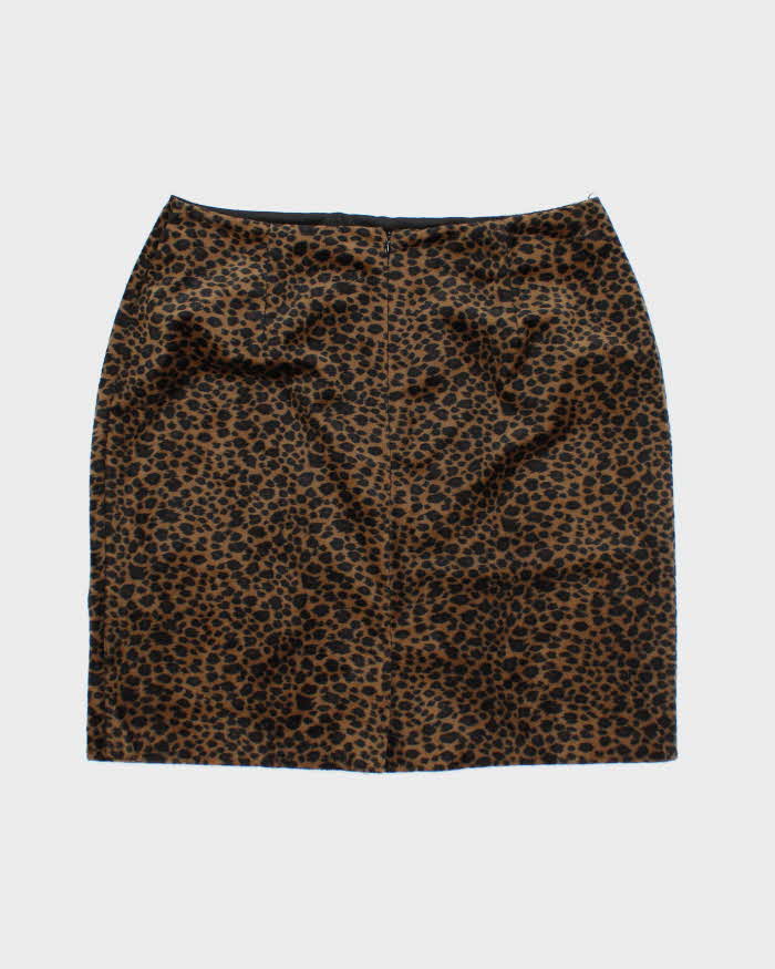Vintage 90s Vanessa Stevens Leopard Print Velvet Skirt - S
