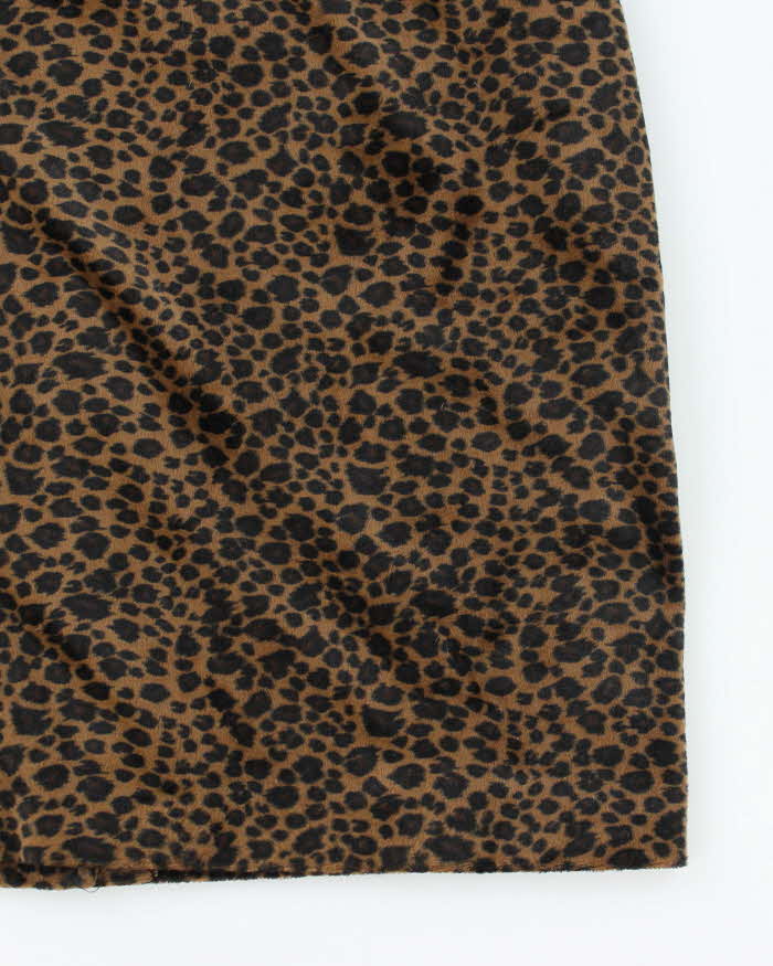 Vintage 90s Vanessa Stevens Leopard Print Velvet Skirt - S