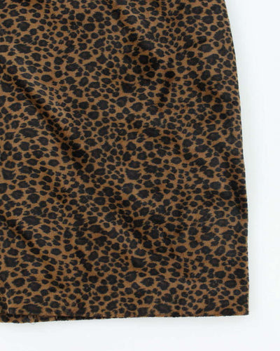 Vintage 90s Vanessa Stevens Leopard Print Velvet Skirt - S