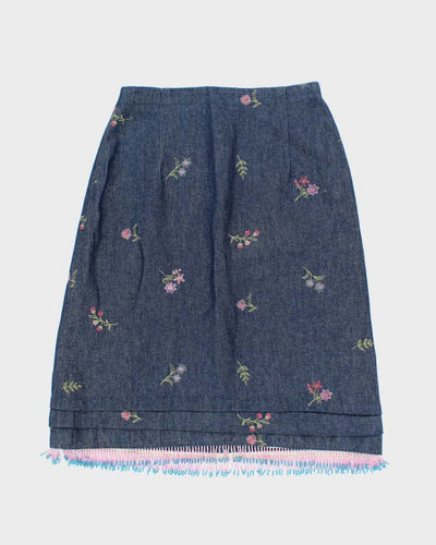 Vintage Y2k 00s Denim Beaded Skirt - XS