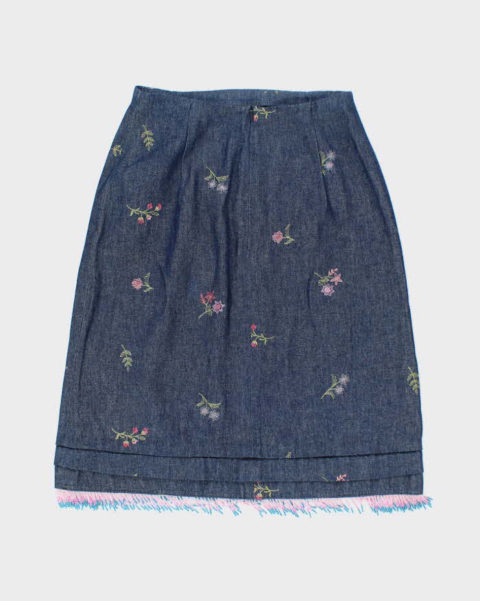 Vintage Y2k 00s Denim Beaded Skirt - XS