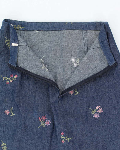Vintage Y2k 00s Denim Beaded Skirt - XS