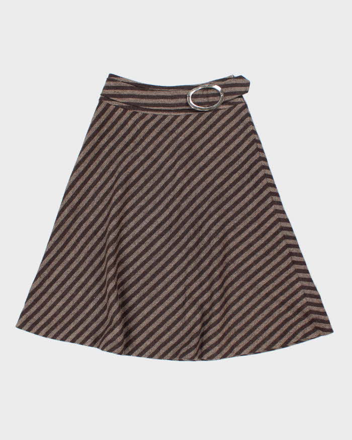 Vintage Y2k 00s Brown Stripe Wool Blend Skirt - XS