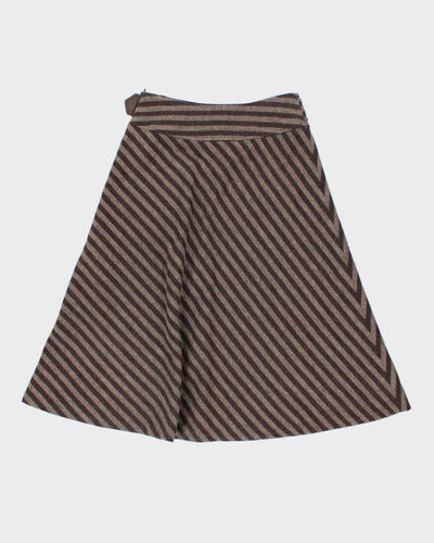 Vintage Y2k 00s Brown Stripe Wool Blend Skirt - XS