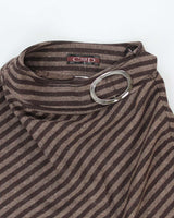 Vintage Y2k 00s Brown Stripe Wool Blend Skirt - XS