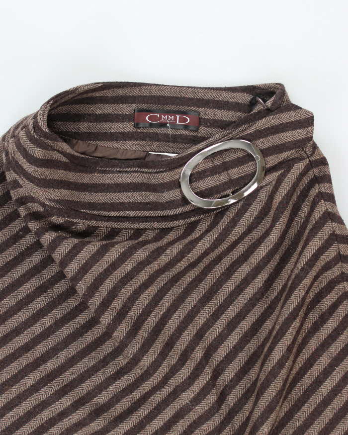 Vintage Y2k 00s Brown Stripe Wool Blend Skirt - XS