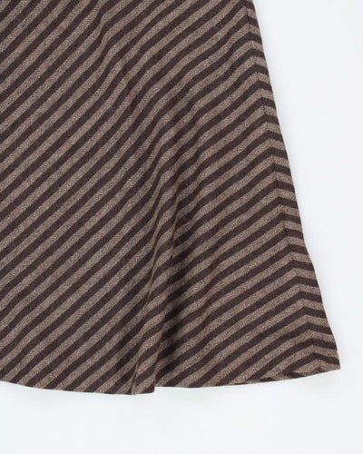 Vintage Y2k 00s Brown Stripe Wool Blend Skirt - XS
