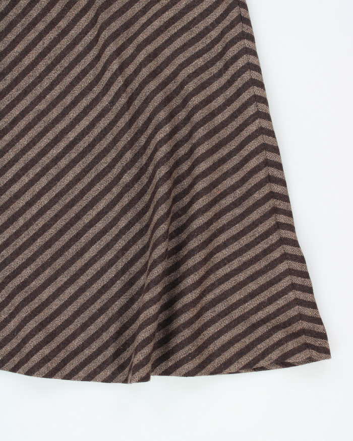 Vintage Y2k 00s Brown Stripe Wool Blend Skirt - XS