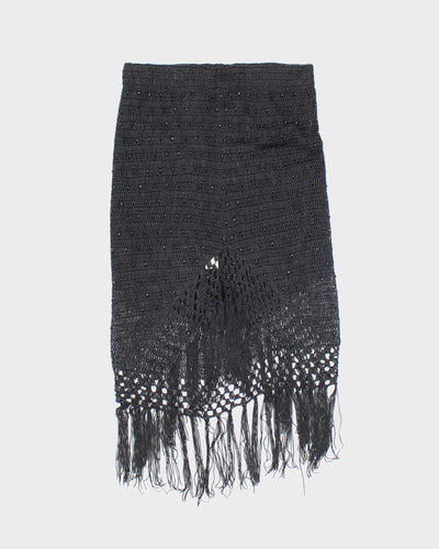 Vintage Y2k 00s Crochet Beaded Tassel Skirt - XXS