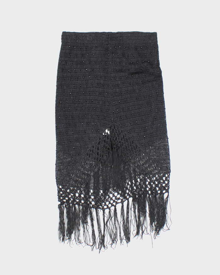 Vintage Y2k 00s Crochet Beaded Tassel Skirt - XXS