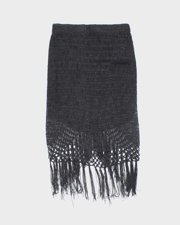 Vintage Y2k 00s Crochet Beaded Tassel Skirt - XXS