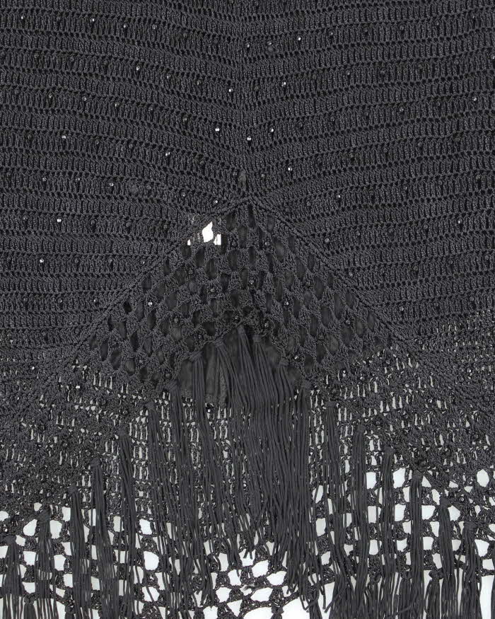 Vintage Y2k 00s Crochet Beaded Tassel Skirt - XXS