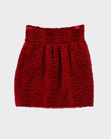 Vintage Saint Laurent Red Velvet Textured Skirt - XS