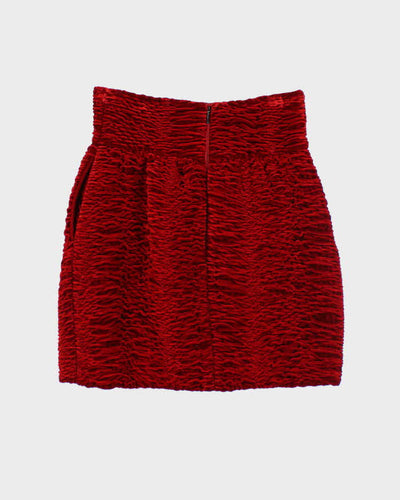 Vintage Saint Laurent Red Velvet Textured Skirt - XS