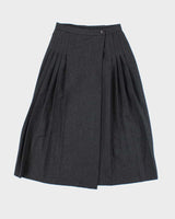 Vintage Jones New York Grey Wool Pleated Skirt - XS