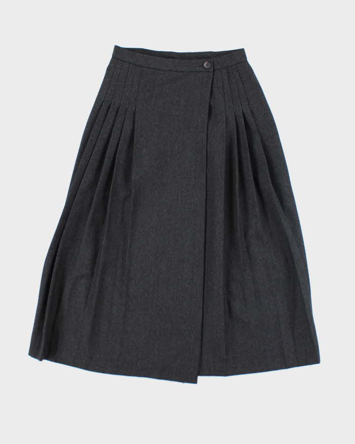 Vintage Jones New York Grey Wool Pleated Skirt - XS